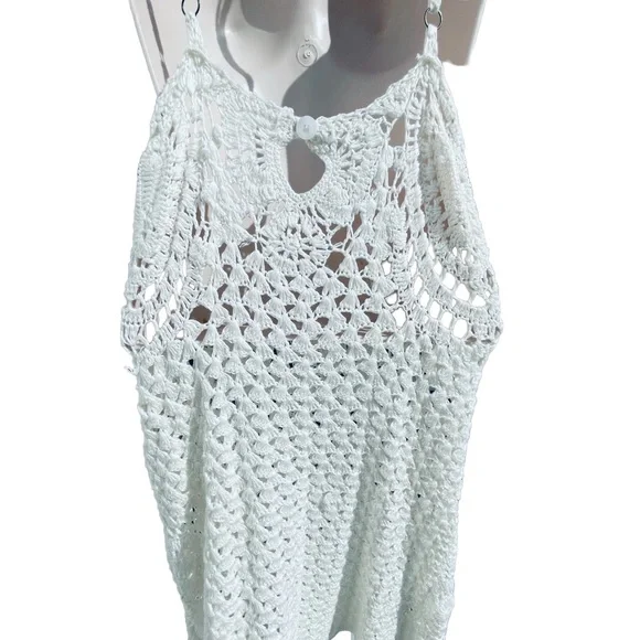 ✌🏻sold✌🏻FLOOK. Crochet Boho Cover Up Dress Size Medium Short Mini - Picture 7 of 15